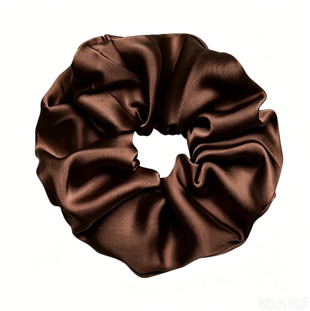 Alt view image 7 of 7 - Black and Coffee Jumbo Satin Silk Scrunchies for Women Thick Elastic Ponytail Holder Hair Ties Oversize Scrunchies for Thick Hair Ornament