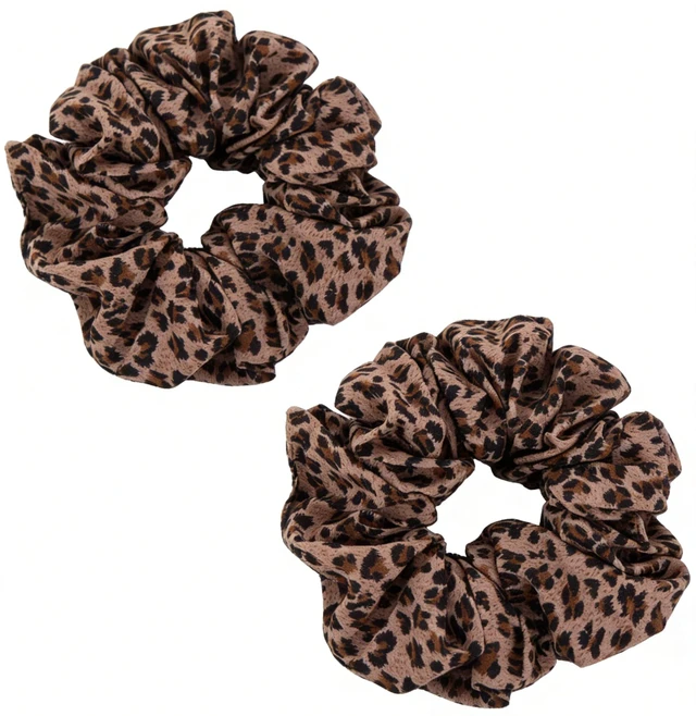 Alt view image 3 of 7 - 2Pcs Leopard Print-Scrunchies - Women Fashion Large Cheetah-Satin Hair Ties | Scrunchies for Women,Leopard Print Hair Ties for Women,Elastic Hair Ties for Ponytails,Daily Styling and Hair Accessories