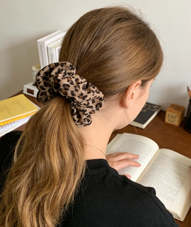 Alt view image 4 of 7 - 2Pcs Leopard Print-Scrunchies - Women Fashion Large Cheetah-Satin Hair Ties | Scrunchies for Women,Leopard Print Hair Ties for Women,Elastic Hair Ties for Ponytails,Daily Styling and Hair Accessories