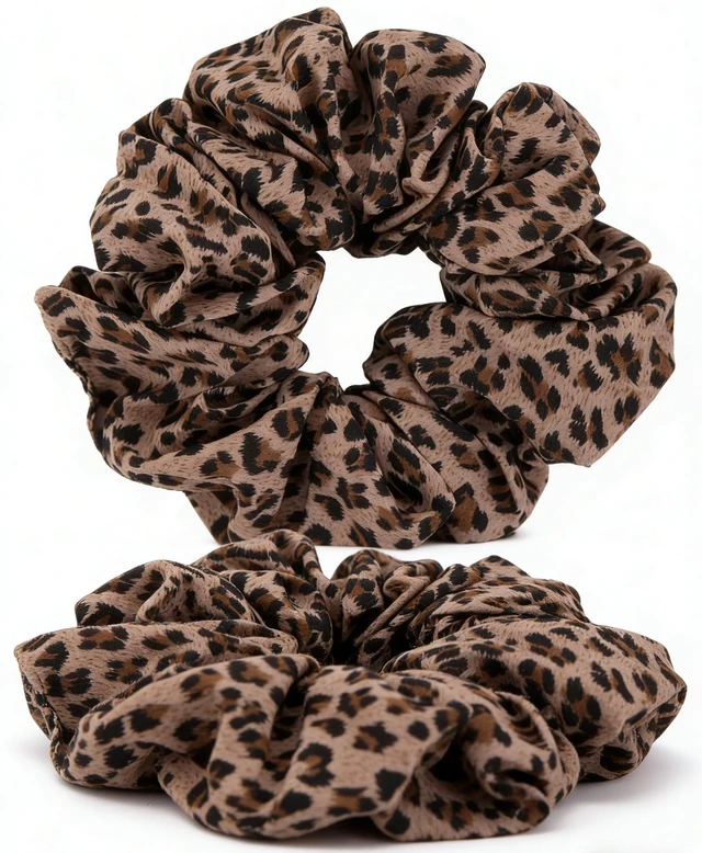 Alt view image 5 of 7 - 2Pcs Leopard Print-Scrunchies - Women Fashion Large Cheetah-Satin Hair Ties | Scrunchies for Women,Leopard Print Hair Ties for Women,Elastic Hair Ties for Ponytails,Daily Styling and Hair Accessories