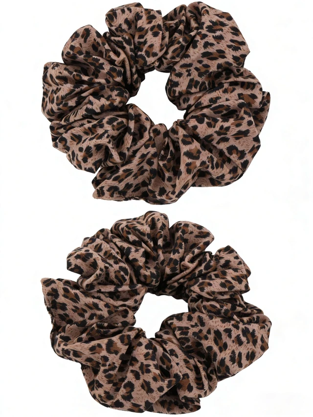 Alt view image 7 of 7 - 2Pcs Leopard Print-Scrunchies - Women Fashion Large Cheetah-Satin Hair Ties | Scrunchies for Women,Leopard Print Hair Ties for Women,Elastic Hair Ties for Ponytails,Daily Styling and Hair Accessories
