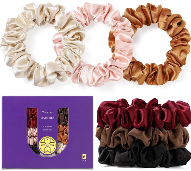 Main image of WantGor Satin Scrunchies for Women, Hair Ties Mulberry Satin Scrunchy | No Damage Elastic Hair Bands Bracelets Hair Accessories