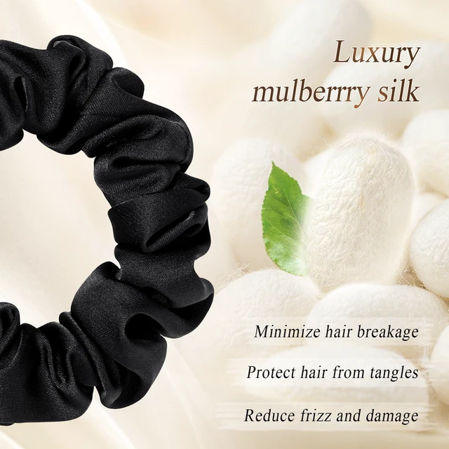 Alt view image 5 of 7 - WantGor Satin Scrunchies for Women, Hair Ties Mulberry Satin Scrunchy | No Damage Elastic Hair Bands Bracelets Hair Accessories