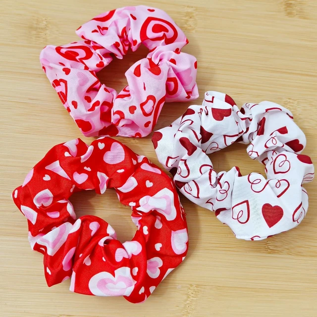 Alt view image 5 of 7 - Kxepoc 3PCS Valentine's Day Hair Tie for Women Hair Decor 3.93 Inch | Heart Lips Small Hair Ties Non Slip Elastics Ponytail Holder Hair Bands Parties Scrunchies