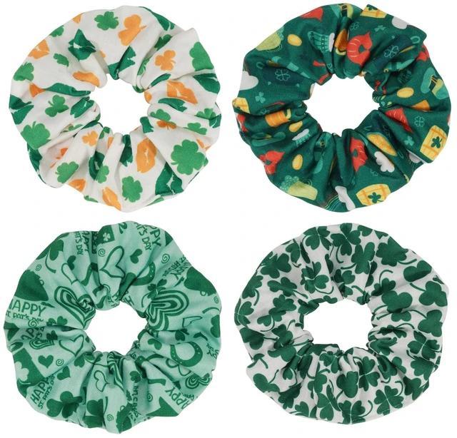 Main image of 4PCS St. Patrick's Day Hair Scrunchies Hair Ties Shamrock Ponytail Holder Hair Band Hair Accessories for Women Girls