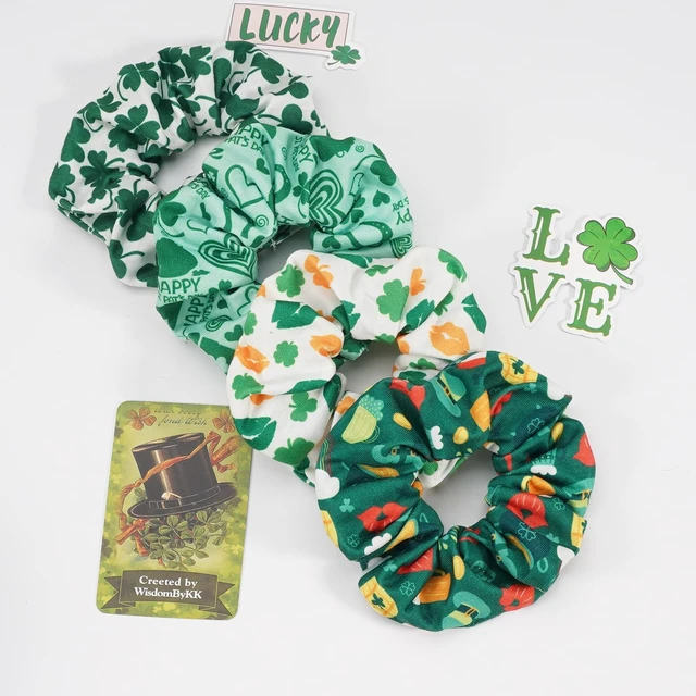 Alt view image 2 of 7 - 4PCS St. Patrick's Day Hair Scrunchies Hair Ties Shamrock Ponytail Holder Hair Band Hair Accessories for Women Girls