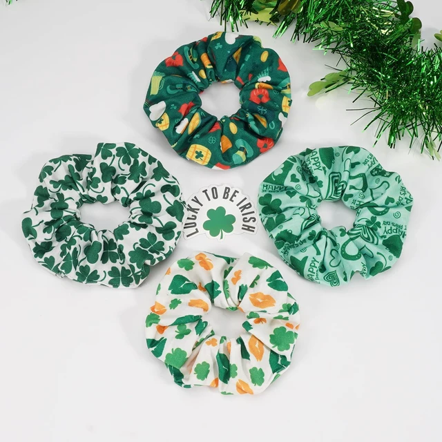 Alt view image 4 of 7 - 4PCS St. Patrick's Day Hair Scrunchies Hair Ties Shamrock Ponytail Holder Hair Band Hair Accessories for Women Girls