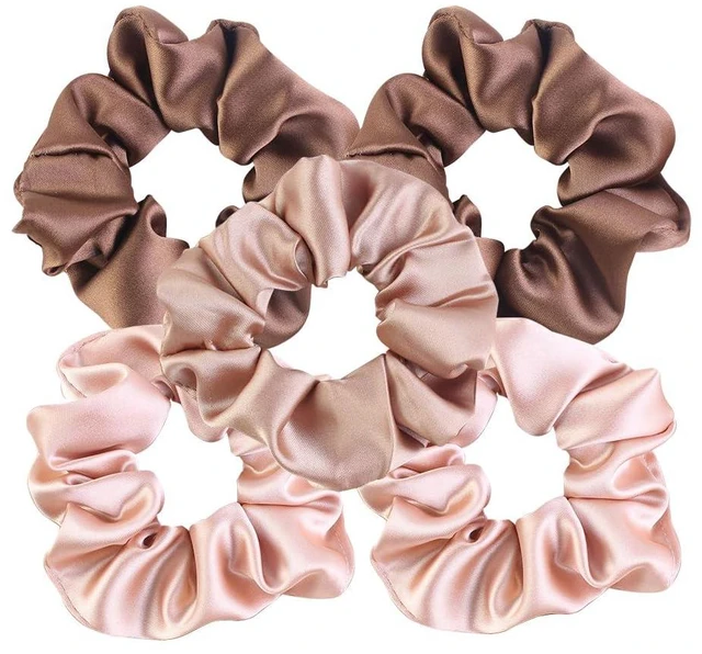 Main image of Satin Scrunchies for Women No Hair Damage, No Crease, Suitable for All Hair Types Elastics Bands Accessories Girls Assorted 5pcs