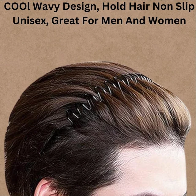 Alt view image 6 of 7 - AK Knives Metal Hair Band for Men Headband Women Hair Bands Men Unisex Black Wavy Spring Outdoor Sports Headbands for Men's Hair Elastic Non Slip Head Band
