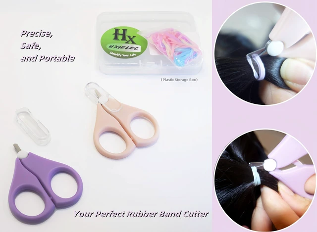 Alt view image 6 of 7 - HXIELEC 50 Pcs Colorful Elastic Hair Bands Set with 2 Pcs Colorful mini Scissors for Easy Cutting - Rubber Band Cutter, No Damage Hair Accessories for Toddlers, Girls, and Women