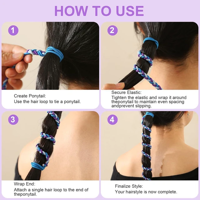 Alt view image 3 of 5 - YOcity Elastic Hair Ties for Beach Sports 4 Packs 16" No Tangle Spiral Ties Damage-Free Pony Tail Wraps for Thick Long Hair Swimming (4 Packs 16")