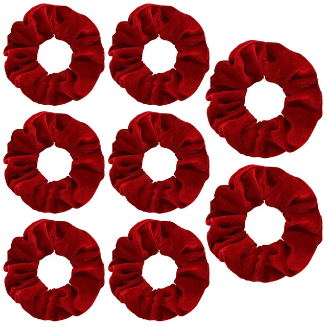 Main image of 4 Pcs Hair Scrunchies Elastic Hair Band Soft Scrunchy Ropes Ties Red | Velvet, Thick Large, Curly Ponytail Holder, Gift for Wristband, Girls Women, Hairs Accessories, Valentine's Day, Christmas