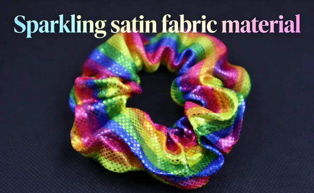 Alt view image 6 of 7 - YOFAN Hair Scrunchies, 2-Pack Rainbow Elastic Bands for Women Girls | Shiny satin fabric, elastic, 4.3" outer diameter, stretchable, for parties, gymnastics, daily wear, gifts