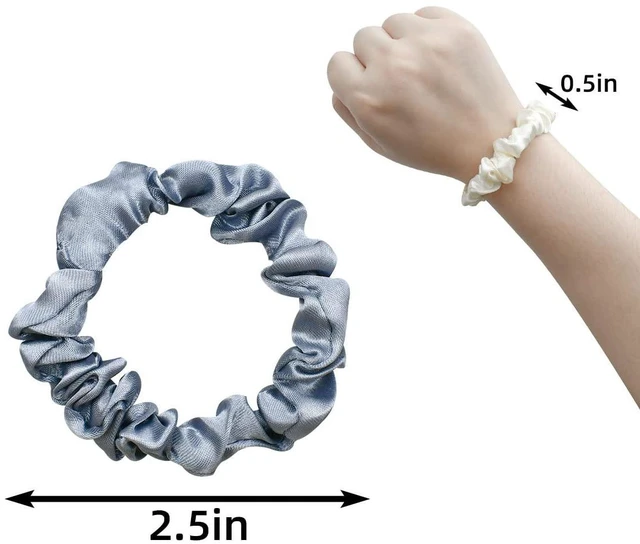 Alt view image 6 of 7 - 12 Pieces Silk Satin Scrunchies Skinny Hair Ties for Women, Girls Ponytail Holder - Small Elastic Soft Hair Ropes for Thin, Thick and Curly Hair (Colorful)
