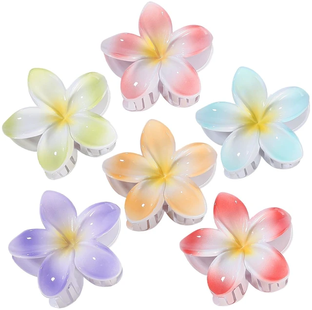 Main image of CHANDAT Flower Hair Clips 6 PCS Hair Accessories for Women - Light Petal | Hawaiian Claw Clips for Vacation Hibiscus Hair Claw Clips for Girls Cute Large Hair Clips for Thick and Thin Hair Plumeria