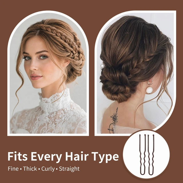 Alt view image 4 of 7 - Yoeuiai 518PCS Brown Bobby Pins Hair Pins Kit with Hair Nets for Women | 100 Bobby Pins, 100 U Shaped Bun Pins, 300 Elastic Hair Bands, 10 Hair Ties for Ballet Dance Bun and Updo Hairstyles