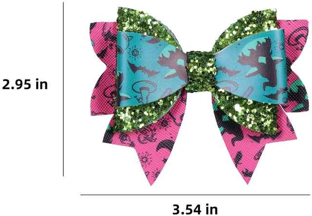 Alt view image 7 of 7 - 2pc Witch Hair Accessories for Women Girls,3.5" Glitter Pink Green Merch Hair Bows Clip Alligator Pins for Movie Fans Kids Halloween Costume Decorations Birthday Favors Gift