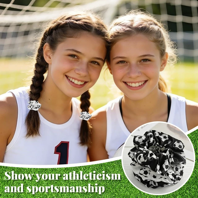 Alt view image 4 of 6 - AXEN 16PCS Soccer Hair Scrunchies, Sport Elastics Hair Ties Silk Scrunchies for Cheerleading Sports Fans
