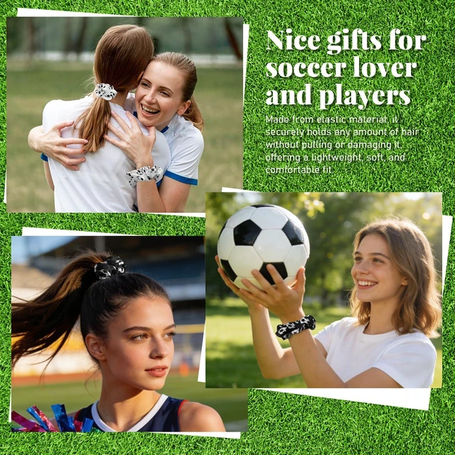 Alt view image 5 of 6 - AXEN 16PCS Soccer Hair Scrunchies, Sport Elastics Hair Ties Silk Scrunchies for Cheerleading Sports Fans