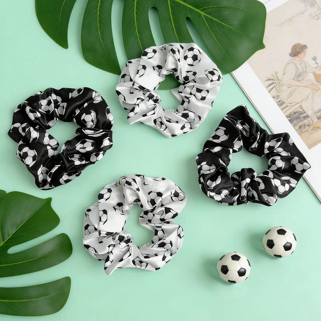 Alt view image 6 of 6 - AXEN 16PCS Soccer Hair Scrunchies, Sport Elastics Hair Ties Silk Scrunchies for Cheerleading Sports Fans