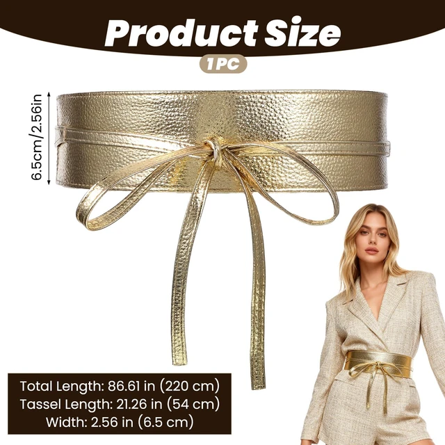 Alt view image 2 of 7 - Ezymivs Women Obi Waist Belt, Faux Leather Wide Wrap Around Bowknot Belt Fashion Wrap Around Obi Belts for Dress Jumpsuit