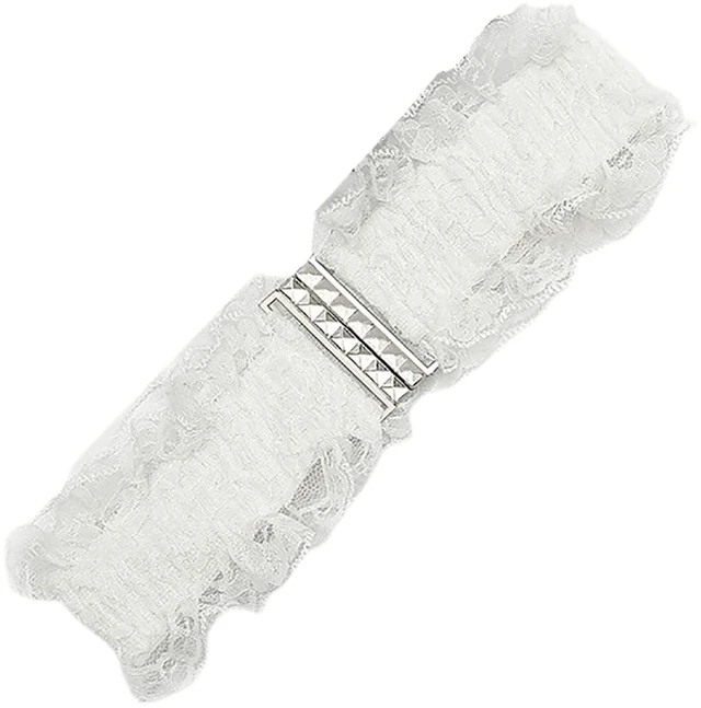 Main image of Chaungfu Women Elastic Wide Belt Lace Stretchy Wide Waist Dress Belt Fashion Cinch Stretch Waistband Retro Trendy Ladies Belt White Wrap Waist Belt, 63x8cm
