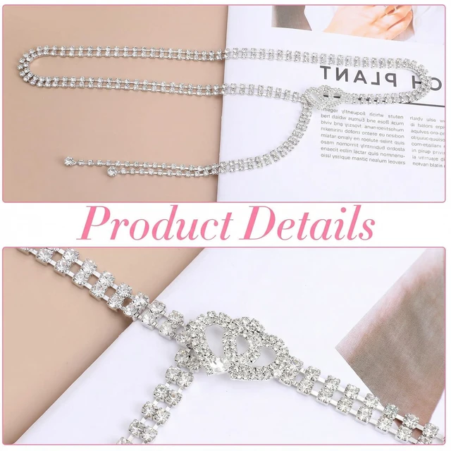 Alt view image 5 of 7 - Rhinestone Belts for Women, Crystal Chain Belt Sparkly Silver Belt | Crystal Waist Chains Glitter Chain Belts ThinBelt for Women Dress Party Wedding