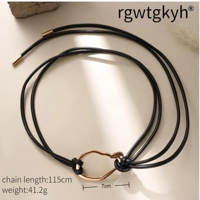 Alt view image 6 of 6 - rgwtgkyh Rope Belts for Women Boho Thin Black Leather Tie Belt with Gold Buckle for Formal Costume Dresses Skirt Jeans Pants