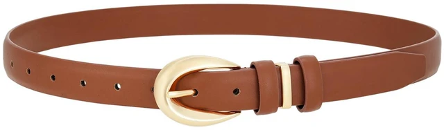 Main image of LEEXTON Womens Belts for Jeans Pants Leather Belt Dresses Fashion Gold Buckle Ladies Belt