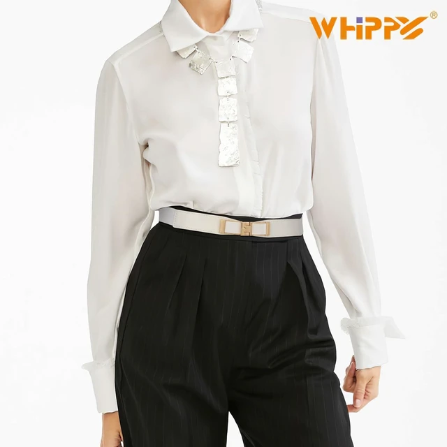 Alt view image 5 of 6 - WHIPPY 2 Pack Women Skinny Elastic Belts Ladies Thin Stretch Waist Belt with Gold Buckle for Dresses Suits, Brown+White S
