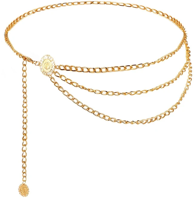 Main image of Multilayer Metal Waist Chain Belt for Women, Fashion Adjustable Gold Belts for Woman Body Belly Chain for Women Dress Jeans Trousers Western Accessories for Female Gift for Friends Lover