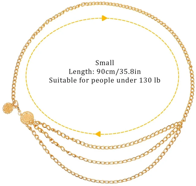 Alt view image 3 of 7 - Multilayer Metal Waist Chain Belt for Women, Fashion Adjustable Gold Belts for Woman Body Belly Chain for Women Dress Jeans Trousers Western Accessories for Female Gift for Friends Lover