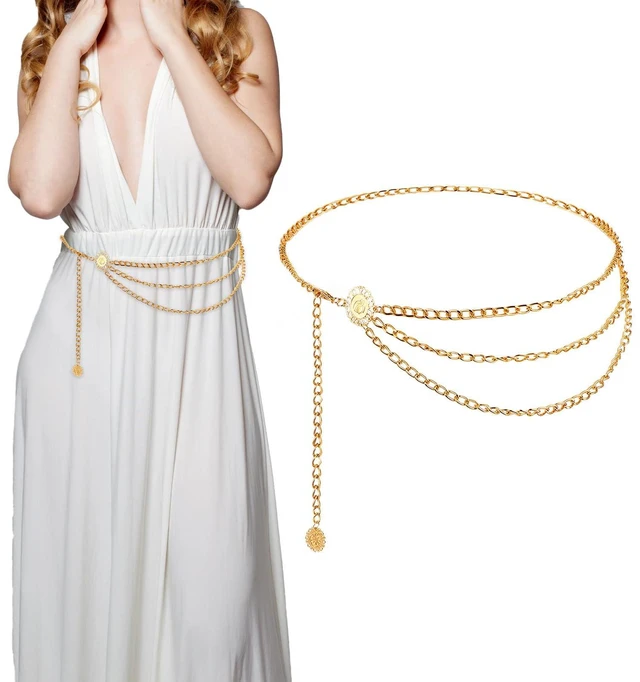 Alt view image 2 of 7 - Multilayer Metal Waist Chain Belt for Women, Fashion Adjustable Gold Belts for Woman Body Belly Chain for Women Dress Jeans Trousers Western Accessories for Female Gift for Friends Lover