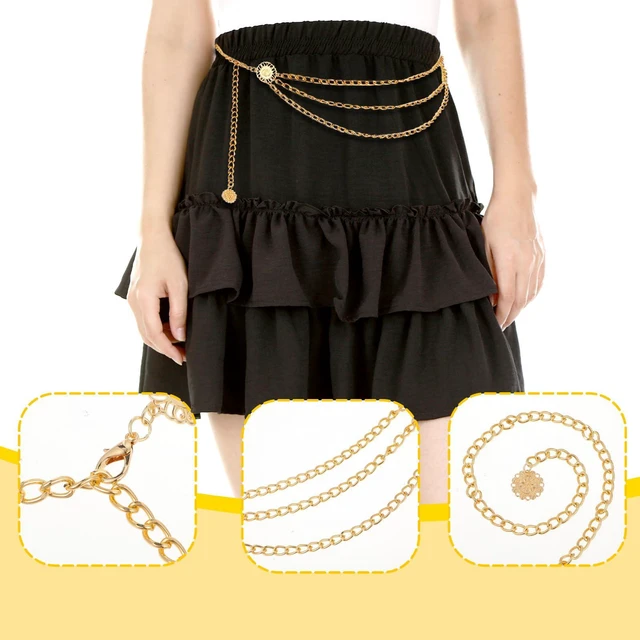 Alt view image 4 of 7 - Multilayer Metal Waist Chain Belt for Women, Fashion Adjustable Gold Belts for Woman Body Belly Chain for Women Dress Jeans Trousers Western Accessories for Female Gift for Friends Lover
