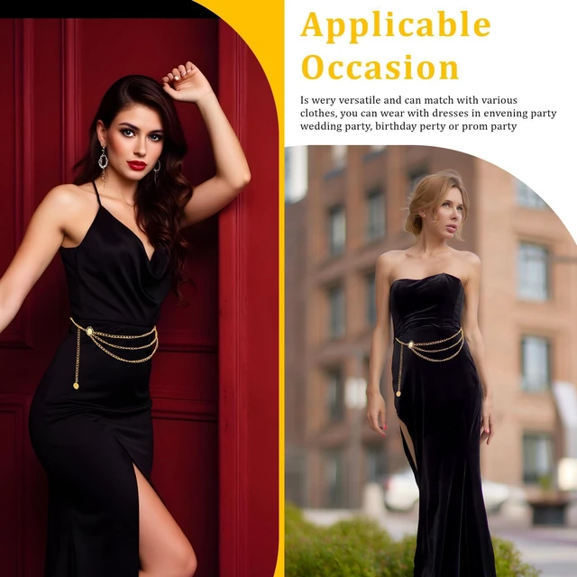 Alt view image 7 of 7 - Multilayer Metal Waist Chain Belt for Women, Fashion Adjustable Gold Belts for Woman Body Belly Chain for Women Dress Jeans Trousers Western Accessories for Female Gift for Friends Lover