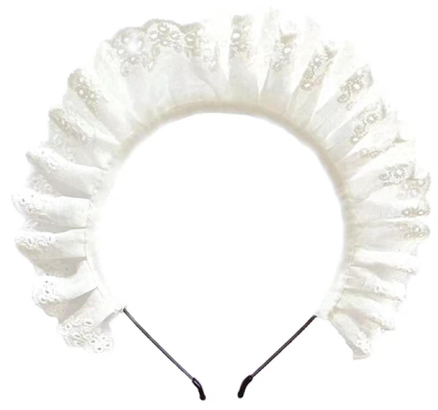 Main image of White Lolita Pleated Laces Hair Hoop Hollow-Out Pattern Headband Makeup Wash Face Hairhoop Cosplay Party Headpiece Maid Hair AccessoriesHats and CapsWomen's HeadbandsHair AccessoriesFashion