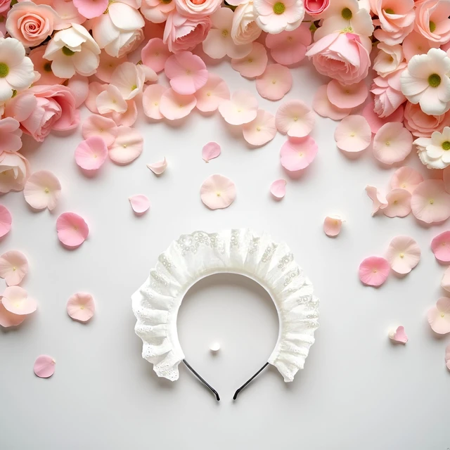 Alt view image 3 of 7 - White Lolita Pleated Laces Hair Hoop Hollow-Out Pattern Headband Makeup Wash Face Hairhoop Cosplay Party Headpiece Maid Hair AccessoriesHats and CapsWomen's HeadbandsHair AccessoriesFashion