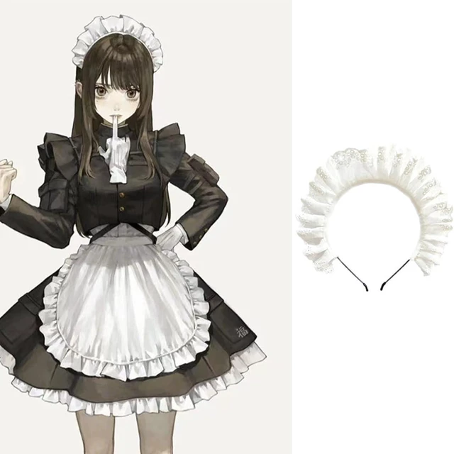 Alt view image 4 of 7 - White Lolita Pleated Laces Hair Hoop Hollow-Out Pattern Headband Makeup Wash Face Hairhoop Cosplay Party Headpiece Maid Hair AccessoriesHats and CapsWomen's HeadbandsHair AccessoriesFashion