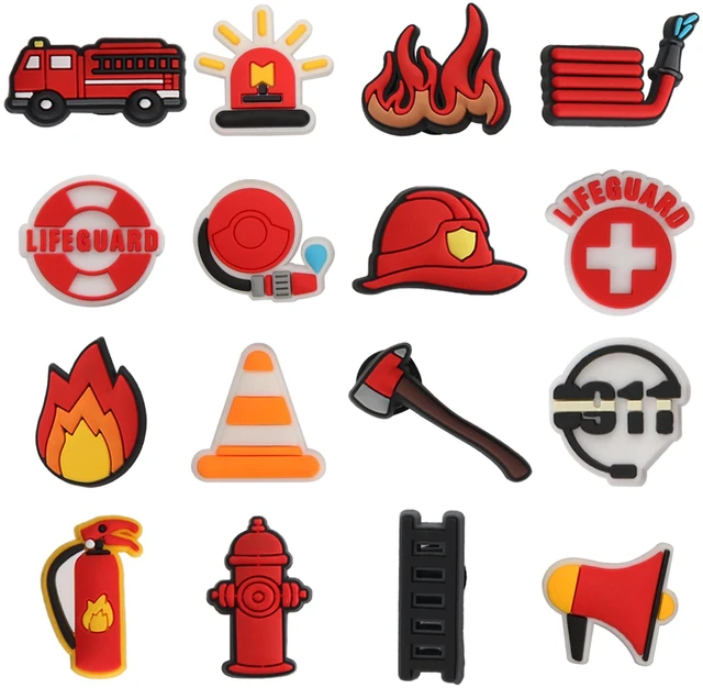 Main image of mortd Fireman Theme Shoe Decoration Charms, 16PCS Firefighter Fire Truck Fire Extinguisher Fire Hydrant Charms for Shoe Wristband, PVC Shoe Charms for Decor Party Favor Adults Holiday Birthday Gifts