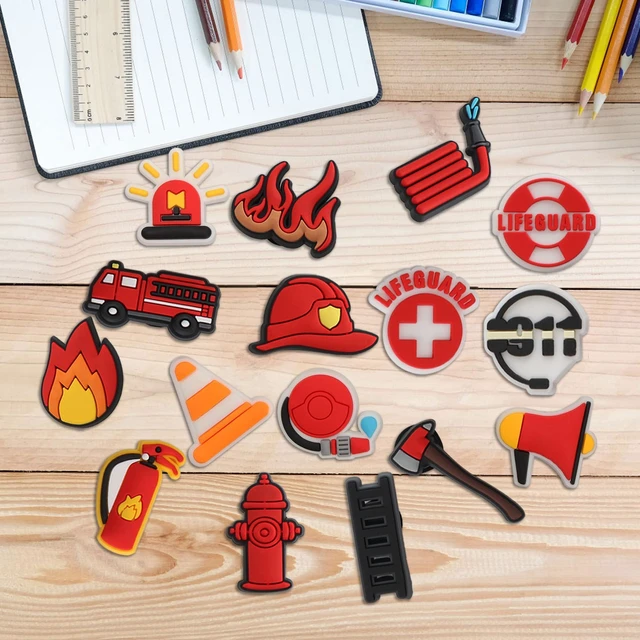 Alt view image 3 of 7 - mortd Fireman Theme Shoe Decoration Charms, 16PCS Firefighter Fire Truck Fire Extinguisher Fire Hydrant Charms for Shoe Wristband, PVC Shoe Charms for Decor Party Favor Adults Holiday Birthday Gifts