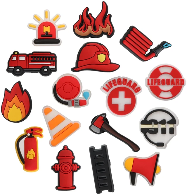 Alt view image 4 of 7 - mortd Fireman Theme Shoe Decoration Charms, 16PCS Firefighter Fire Truck Fire Extinguisher Fire Hydrant Charms for Shoe Wristband, PVC Shoe Charms for Decor Party Favor Adults Holiday Birthday Gifts
