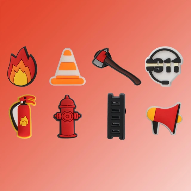 Alt view image 6 of 7 - mortd Fireman Theme Shoe Decoration Charms, 16PCS Firefighter Fire Truck Fire Extinguisher Fire Hydrant Charms for Shoe Wristband, PVC Shoe Charms for Decor Party Favor Adults Holiday Birthday Gifts