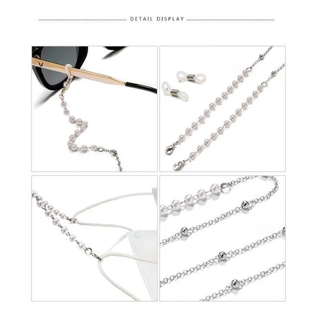 Alt view image 5 of 7 - LANG XUAN Pearl Eyeglass Chains Glasses Reading Eyeglasses Holder Strap Cords Lanyards - Eyewear Retainer for Women (Emerald)