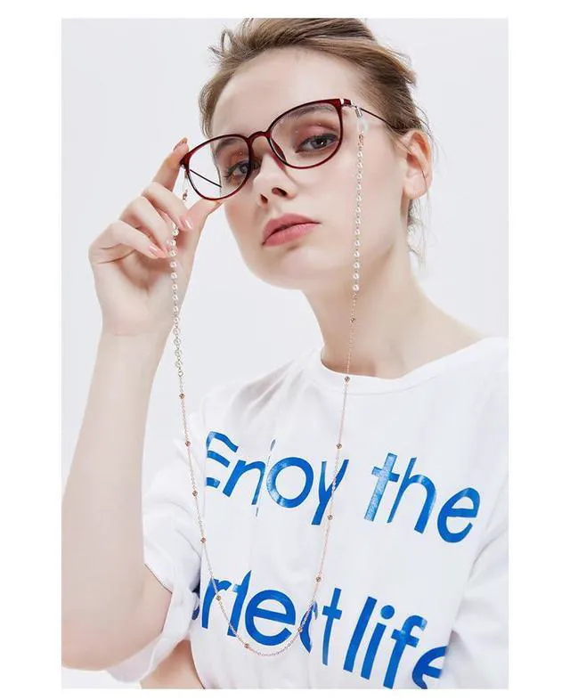 Alt view image 6 of 7 - LANG XUAN Pearl Eyeglass Chains Glasses Reading Eyeglasses Holder Strap Cords Lanyards - Eyewear Retainer for Women (Emerald)