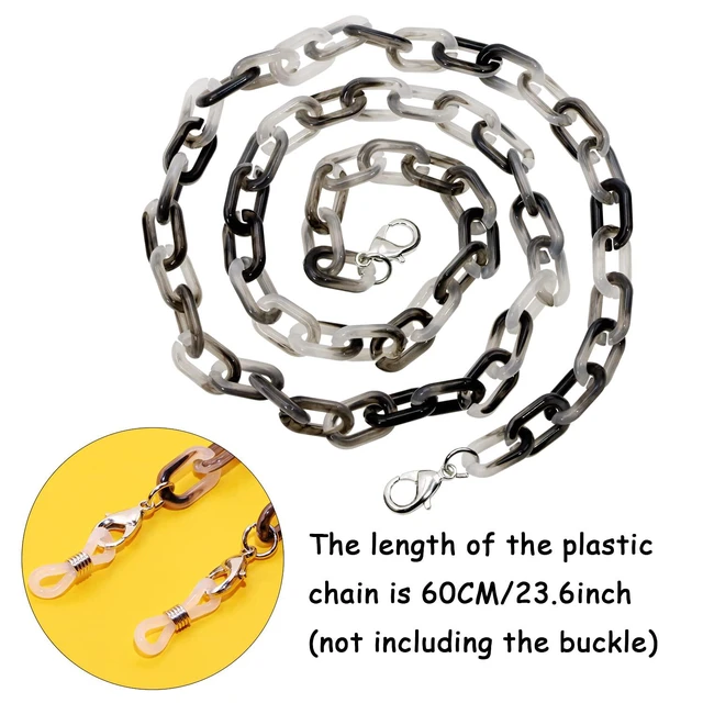 Alt view image 2 of 6 - ONLYKXY Acrylic Glasses Chain Holder 60cm/23.6inch Multicolor Eyewear Retainer Eyeglass Straps Elegant Retro Sunglasses Lanyard Necklace Decorative Chain (Black, 1)