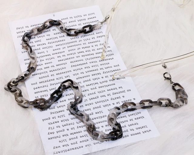 Alt view image 4 of 6 - ONLYKXY Acrylic Glasses Chain Holder 60cm/23.6inch Multicolor Eyewear Retainer Eyeglass Straps Elegant Retro Sunglasses Lanyard Necklace Decorative Chain (Black, 1)