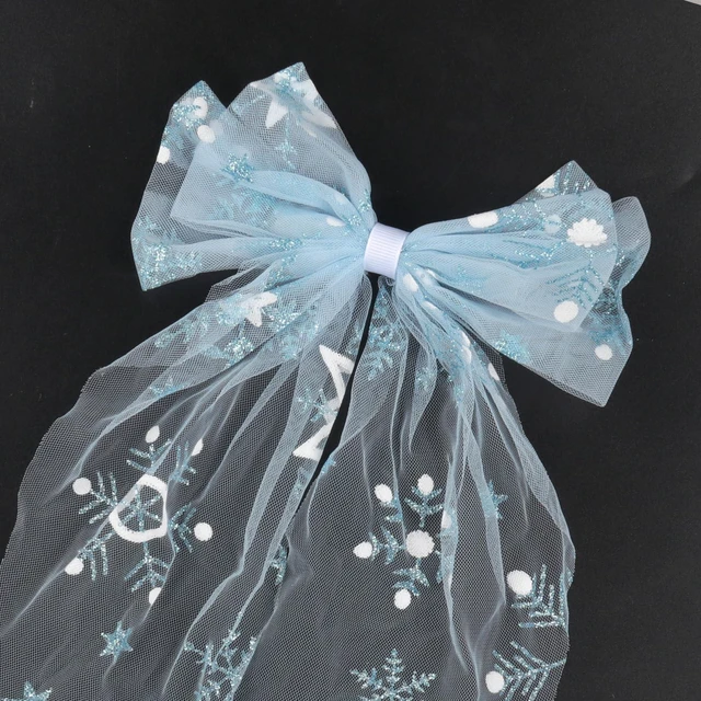 Alt view image 3 of 7 - Christmas Large Hair Bows for Women Big Bow Barrettes Accessories with Red Santa Hat Design Candy Hair Clips Big Ribbon Bows for Girls Party Supplies (snowflake 01)