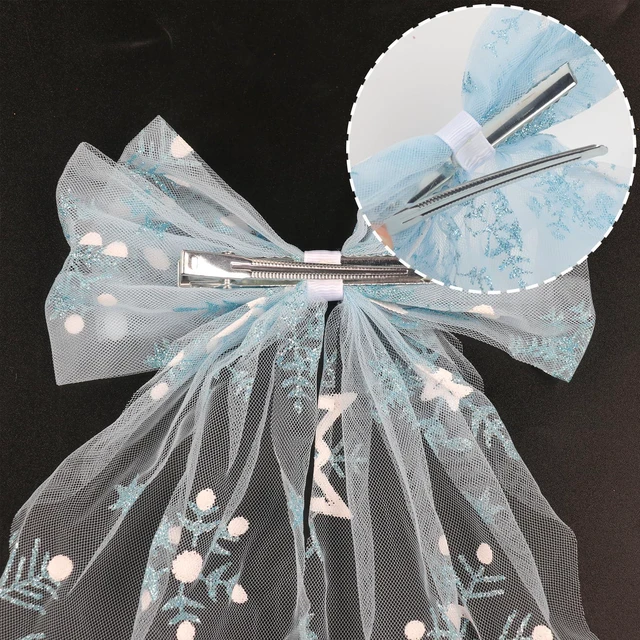 Alt view image 4 of 7 - Christmas Large Hair Bows for Women Big Bow Barrettes Accessories with Red Santa Hat Design Candy Hair Clips Big Ribbon Bows for Girls Party Supplies (snowflake 01)