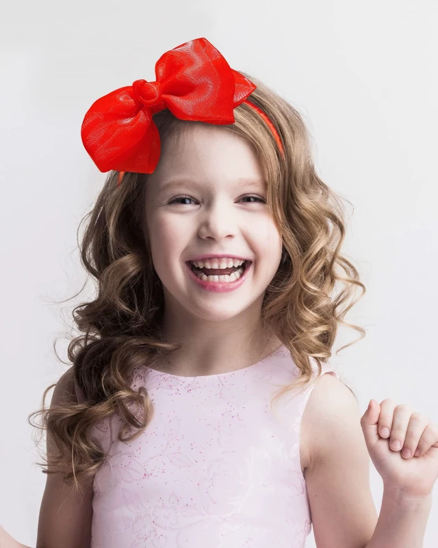 Alt view image 2 of 7 - Bnikion Red Bow Headband Lace Bowknot Headband Big Bow Ribbon Hair Hoop Cute Girls Kids Halloween Christmas Party