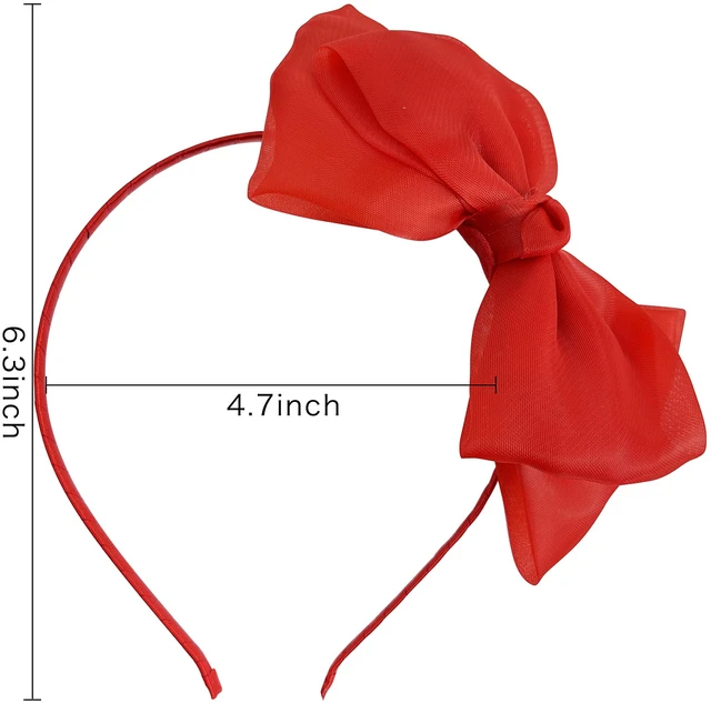 Alt view image 3 of 7 - Bnikion Red Bow Headband Lace Bowknot Headband Big Bow Ribbon Hair Hoop Cute Girls Kids Halloween Christmas Party
